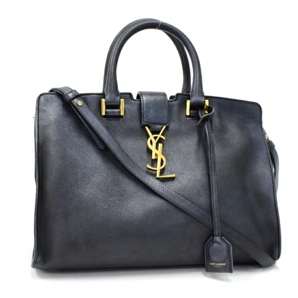 Saint Laurent Bag Leather Navy Blue PARIS - Picture 1 of 9